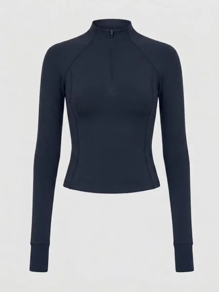 YO-GAYA Športový top Quarter Zip Long Sleeve Top námornícka modrá