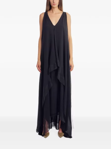 Rochie maxi Irina Schrotter asimetrică negru