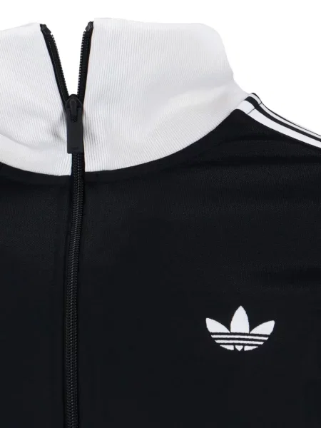 Tricou cu dungi Adidas din fleece cu glugă albastru