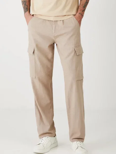 Lněné kalhoty Medicine béžová