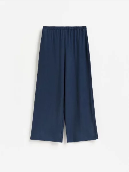 Reserved Pantaloni cu croi larg din Lyocell bleumarin