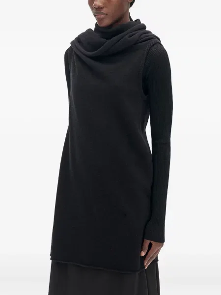 Top Ann Demeulemeester de lână drapat negru