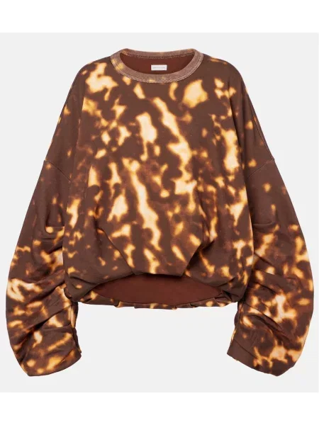 Top Dries Van Noten z nadrukiem brązowy