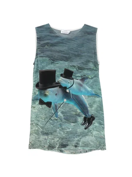 Top The Artistylist fără mâneci cu imagine albastru