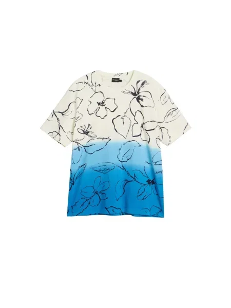 Desigual Tricou albastru / negru alb