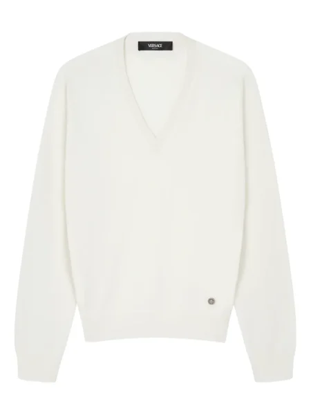 Pulover Versace cu decolteu în V alb