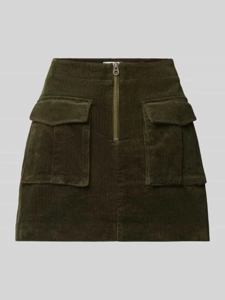 Spódnica mini rozkloszowana z mieszanki bawełny Tommy Hilfiger khaki