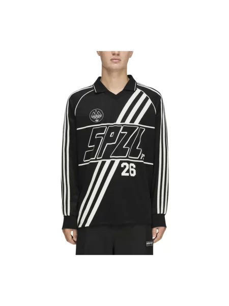 Długa koszulka sportowa Adidas Originals z długim rękawem z dżerseju czarna