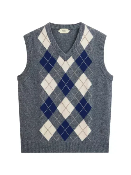 Vestă Pringle Of Scotland cu decolteu în V cu model argyle gri