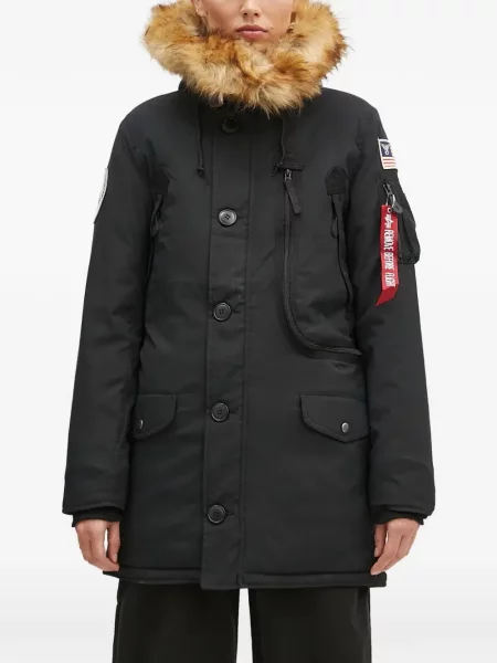 Palton de blană Alpha Industries negru