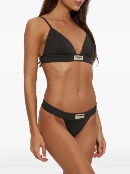 Chiloți tanga Dsquared2 cu autograf negru