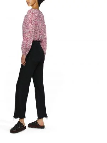 Bluzka Isabel Marant Etoile z nadrukiem w abstrakcyjne wzory różowa