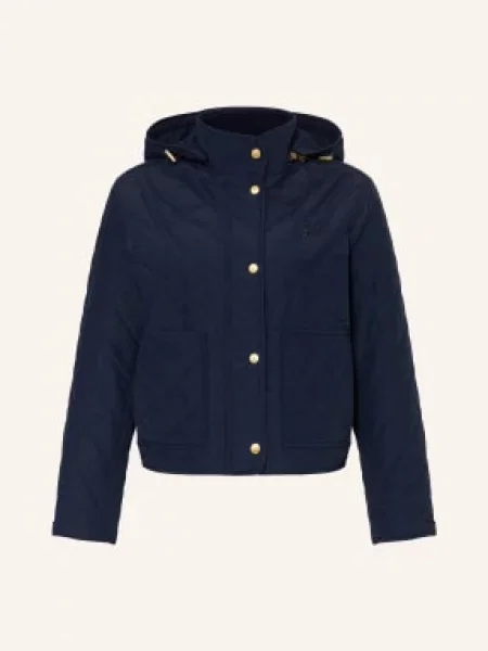 Tommy Hilfiger Prošívaná Bunda S Odnímatelnou Kapucí tmavě modrá