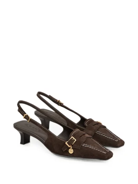 Pantofi cu toc Tod's din piele de căprioară slingback maro