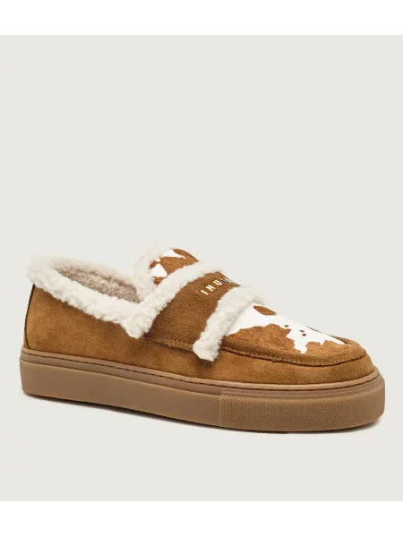 INUIKII Căptușite pantofi loafer Print | shearling | piele întoarsă maro