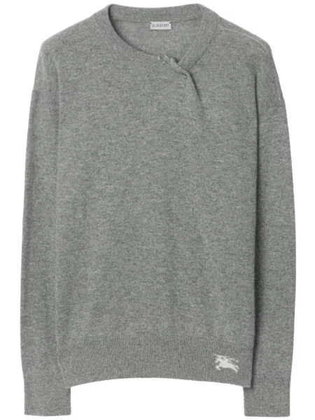 Pulover Burberry cu broderie cu decolteu rotund gri