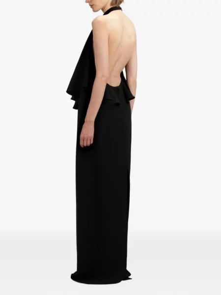Rochie maxi The Arkow drapată cu gât halter negru
