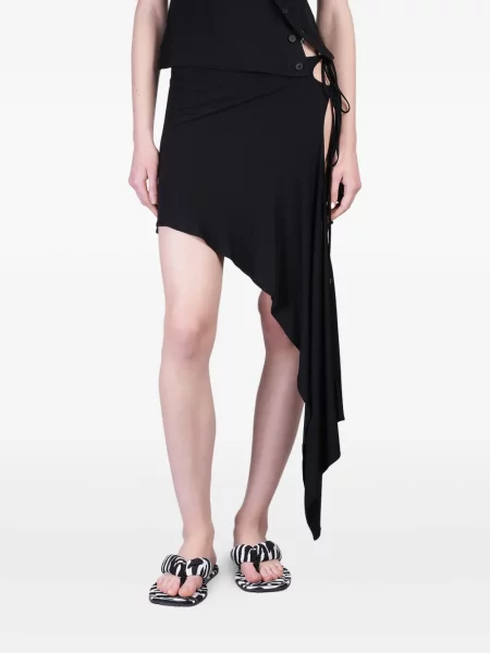 Fustă The Attico cu șireturi din dantelă negru