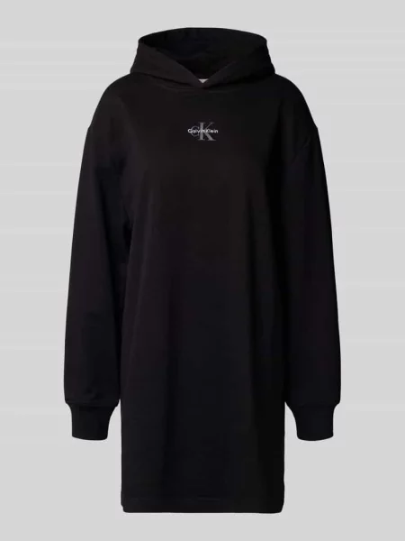 Sukienka t-shirtowa z wyhaftowanym logo model Terry' Calvin Klein Jeans czarna