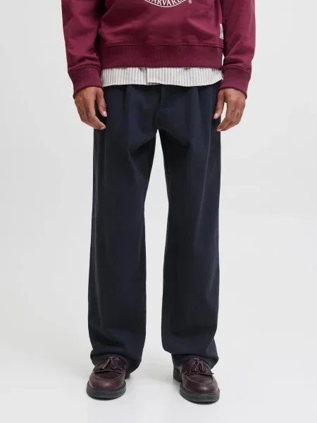 JACK & JONES Plisované nohavice JPSTBILL RHINE námornícka modrá
