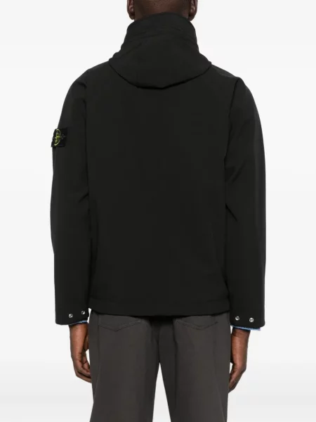 Geacă parka Stone Island cu glugă softshell cu strasuri negru