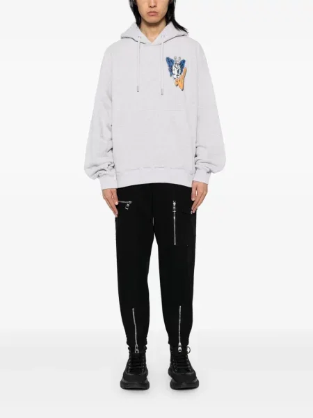 Hanorac cu glugă Off-white cu imagine alb