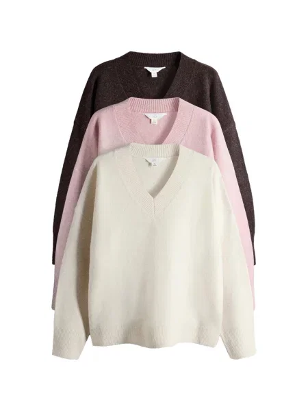 The Set Pulover ecru / maro / pastel roz