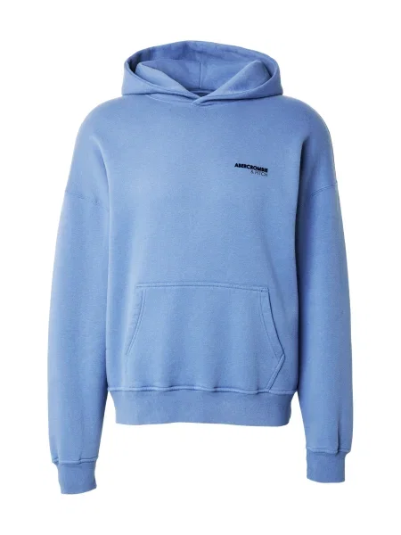 Geacă Abercrombie & Fitch cu glugă albastru