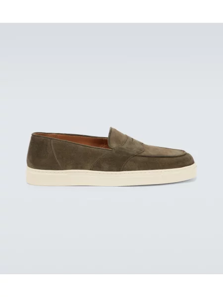 Pantofi loafer George Cleverley din piele de căprioară maro
