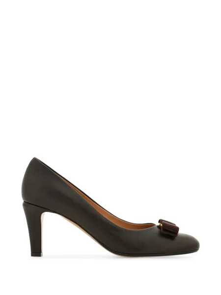 Pantofi cu toc Ferragamo cu funde maro