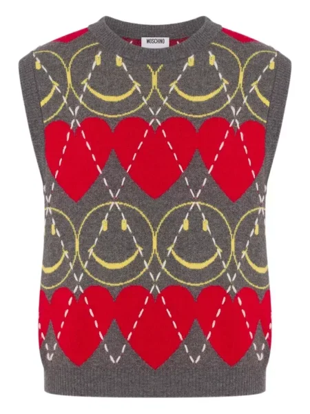 Vestă Moschino cu motiv cu inimi gri