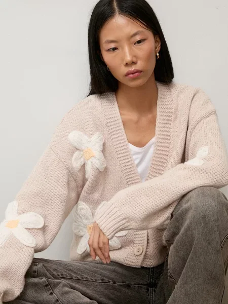 Answear.LAB cardigan pentru femei cu amestec de lână bej
