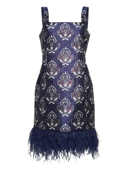 Mała sukienka mini Cara Cara w piórka garniturowa niebieska