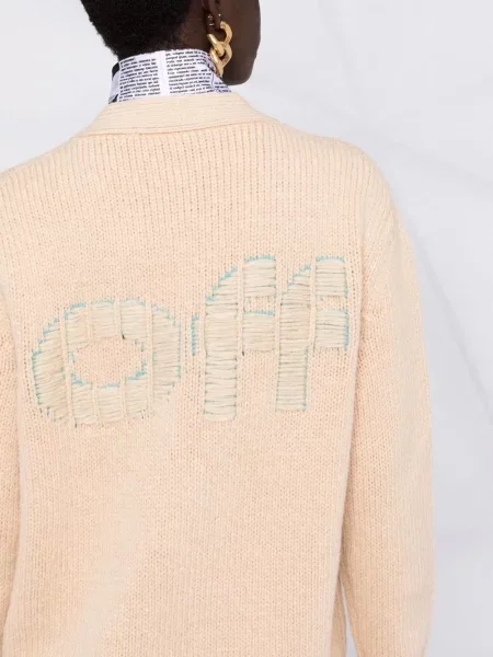 Cardigan Off-white cu autograf alb