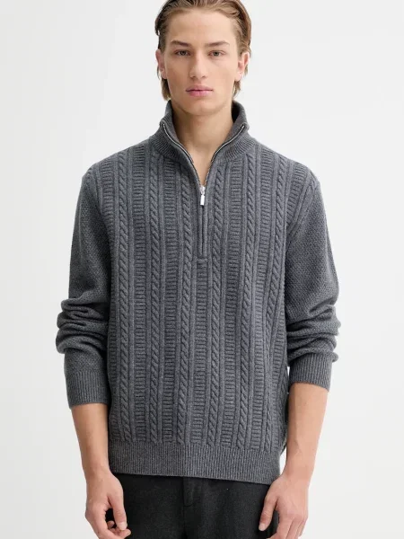 A.P.C. pulover de lână Pull Theo cu turtleneck gri