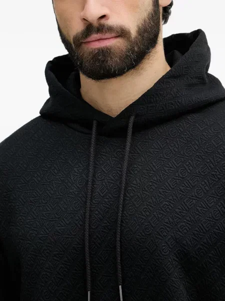 Jacquard majica s kapuljačom Armani Exchange s autogramom crna