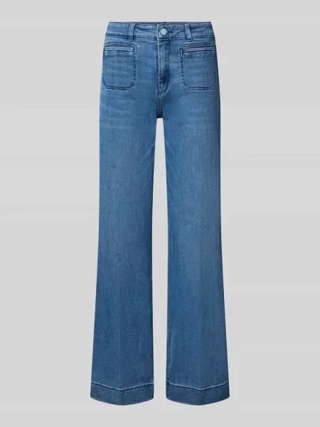 Jeansy w kroju wide fit z ukośnymi Christian Berg Woman niebieskie