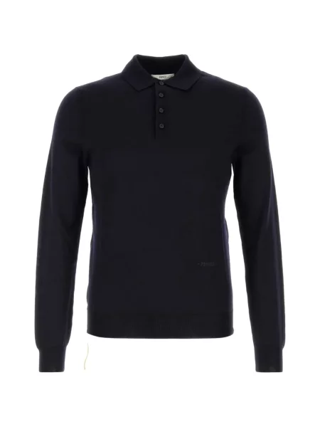 Lung tricou polo Fendi tricotate albastru