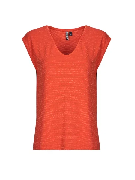 Majica Pieces s črtami rdeča