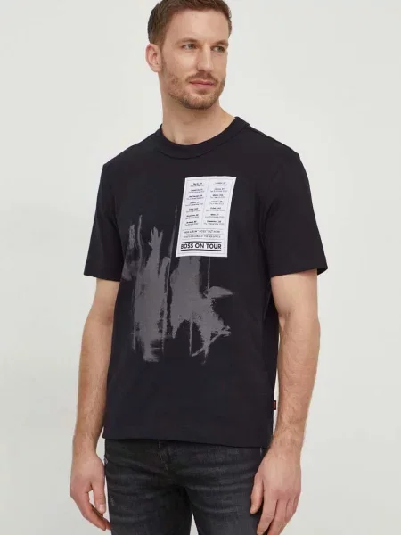 BOSS ORANGE Tricou TE_PATCHWORK | Relaxed fit negru