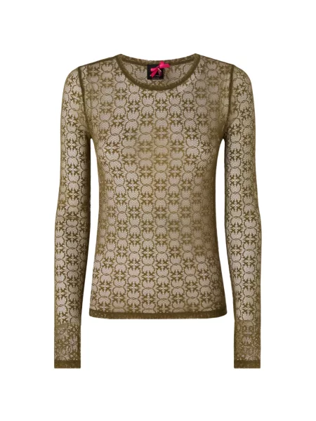 Lung top Pinko din dantelă verde