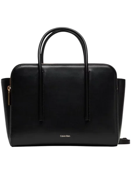 Calvin Klein Kabelka Carryall Mini Leather Tote Bag černá