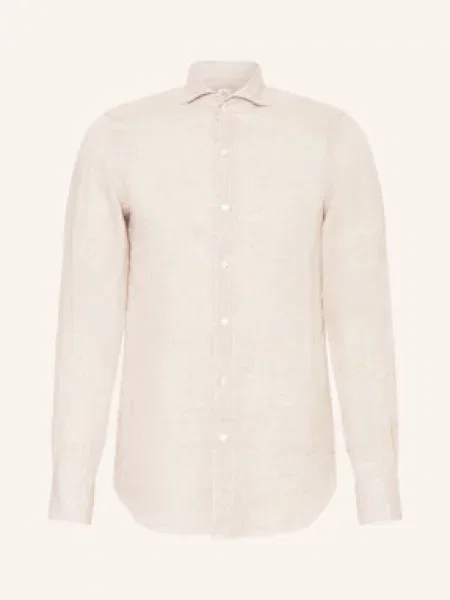 Finamore Lněná Košile Tokyo Sergio Slim Fit béžová