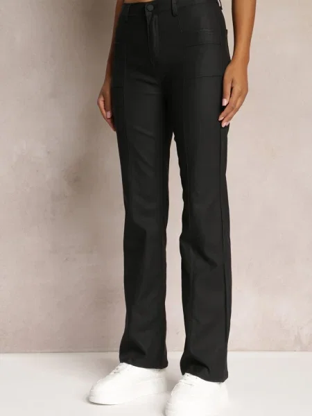 Pantaloni evazați cu talie înaltă Eliov negri