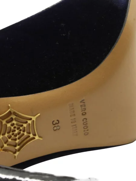 Кадифени полуотворени обувки Charlotte Olympia синьо