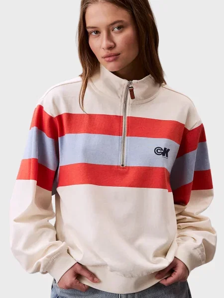 Спортивна кофта Calvin Klein Jeans з джерсі бежева