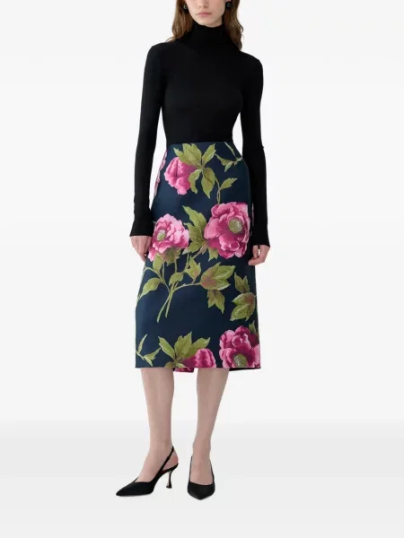 Fustă tip creion Carolina Herrera din jacard albastru