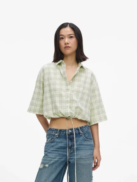 KARL LAGERFELD JEANS Blúzka svetlobéžová / svetlozelená