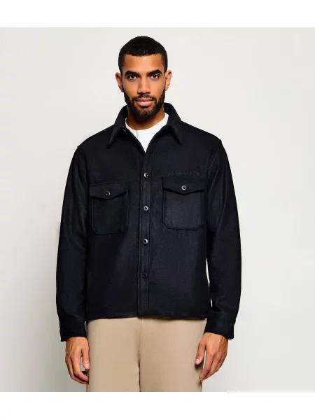 AllSaints Cămașă Palermo cu adaos de lână negru