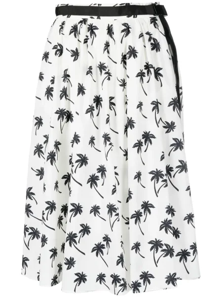 Fustă midi Moncler cu imagine până la genunchi